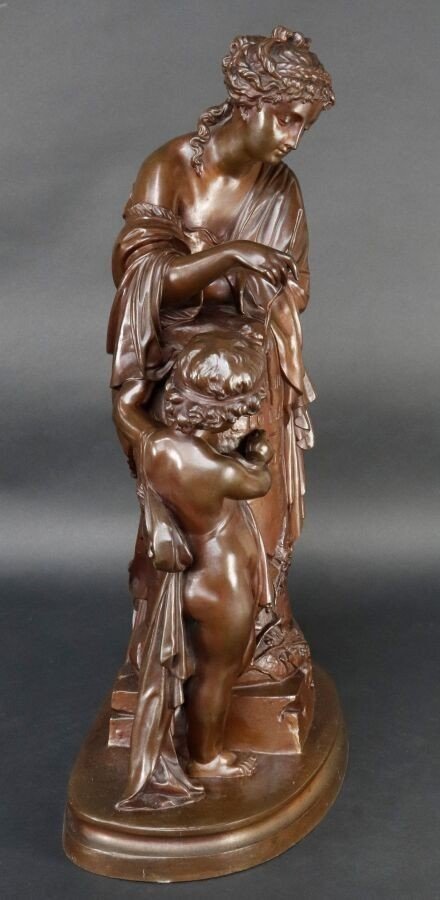 Sujet En Bronze Représentant "l'enfance De Tacite" Par Eugène-antoine Aizelin-photo-4