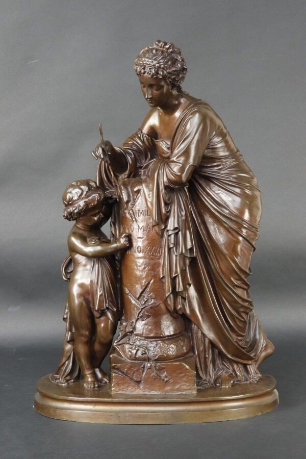 Sujet En Bronze Représentant "l'enfance De Tacite" Par Eugène-antoine Aizelin