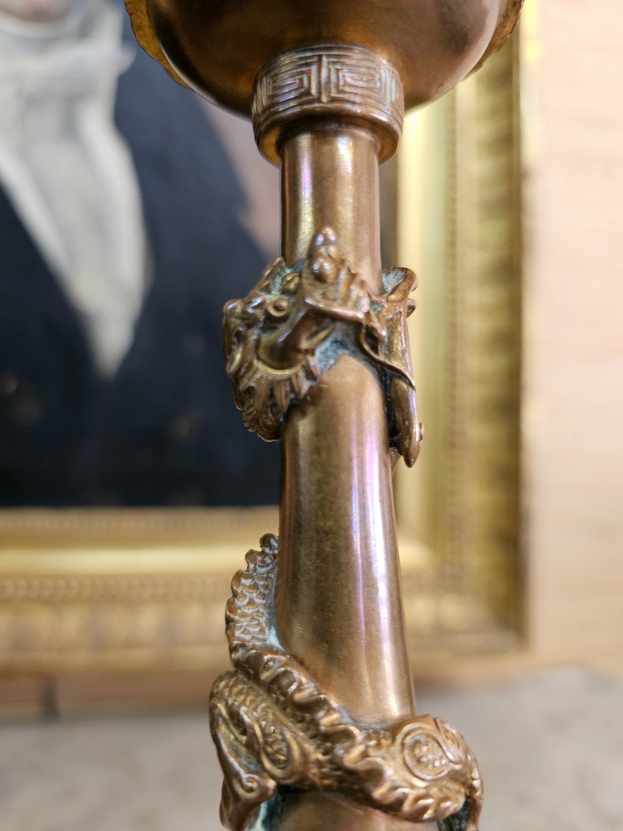 Bronze Candlestick Signed F Barbedienne, Edouard Lièvre Model-photo-3