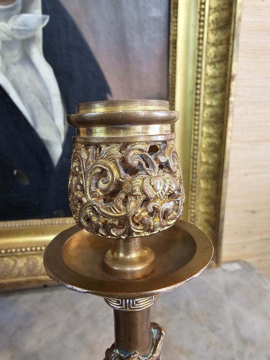 Bronze Candlestick Signed F Barbedienne, Edouard Lièvre Model-photo-4