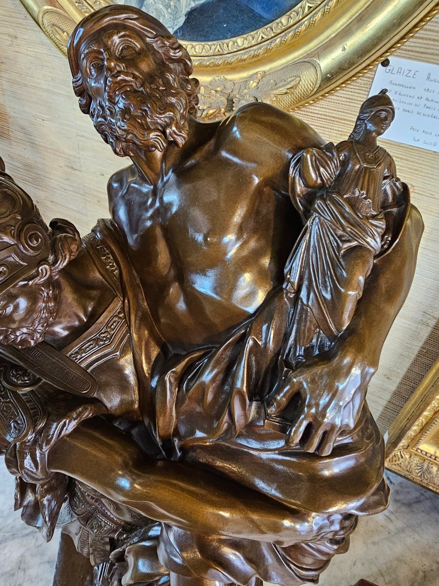 Bronze Représentant Énée Portant Son Père Anchise Quittant Troie Lepautre Et Girardon Barbedienne-photo-3