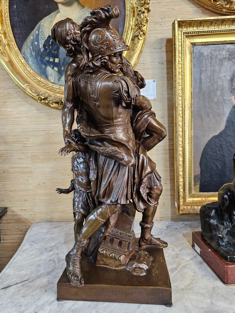 Bronze Représentant Énée Portant Son Père Anchise Quittant Troie Lepautre Et Girardon Barbedienne-photo-8