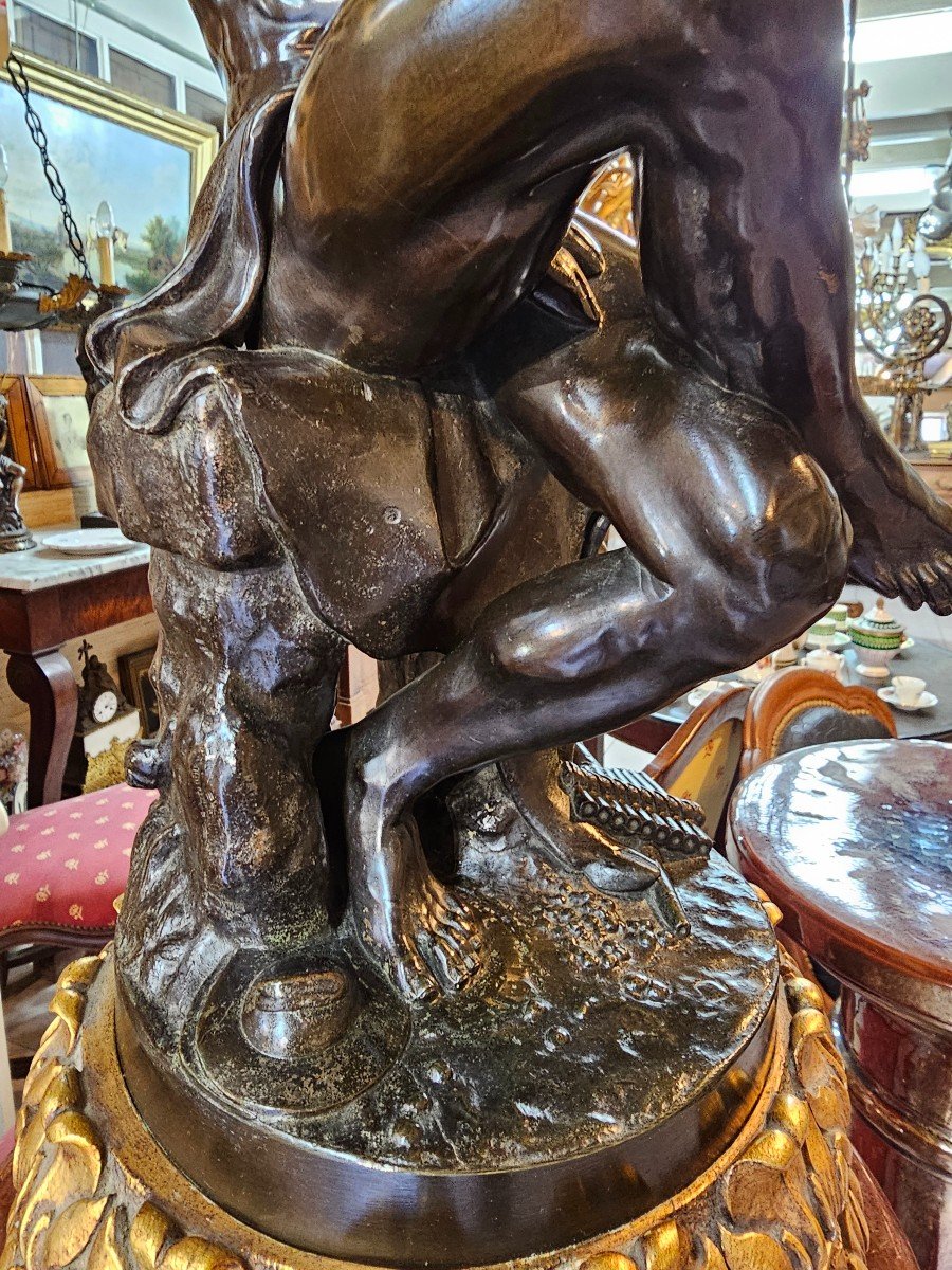 Bronze "the Childhood Of Bacchus" Signed Perraud 1859-photo-3