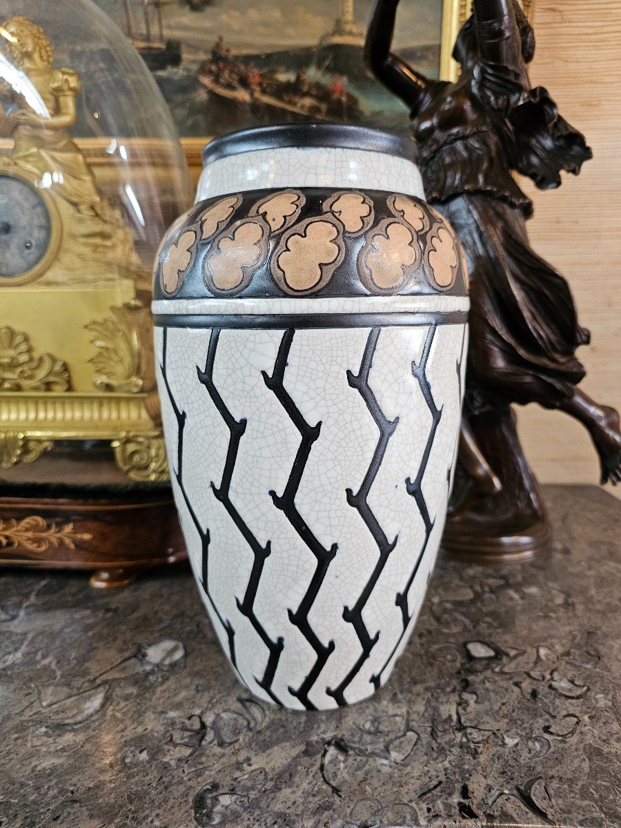 Kéramis Stoneware Vase Signed Charles Catteau -photo-3