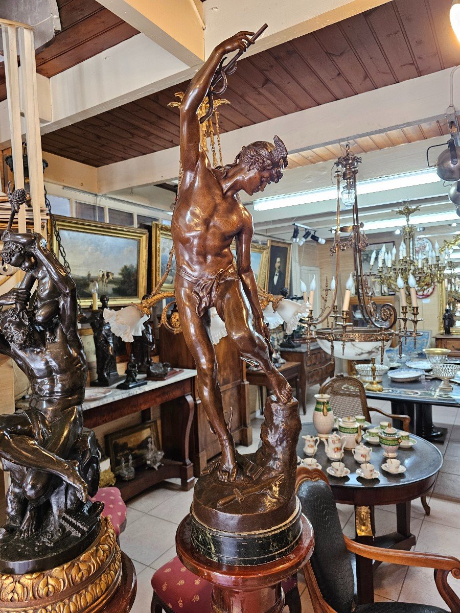 Bronze Entitled “the Departure Of Hermès” Signed Sudre Paris-photo-2