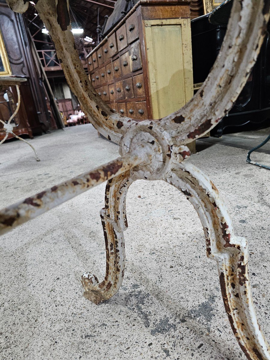 Garden Pedestal Table, Cast Iron Base And Marble Top. Very Beautiful Natural Part. -photo-2