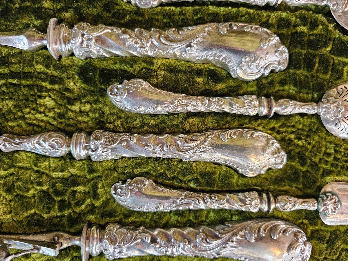 Riche Et Complet Coffret De Service Napoléon III  Argent Fourré -photo-6