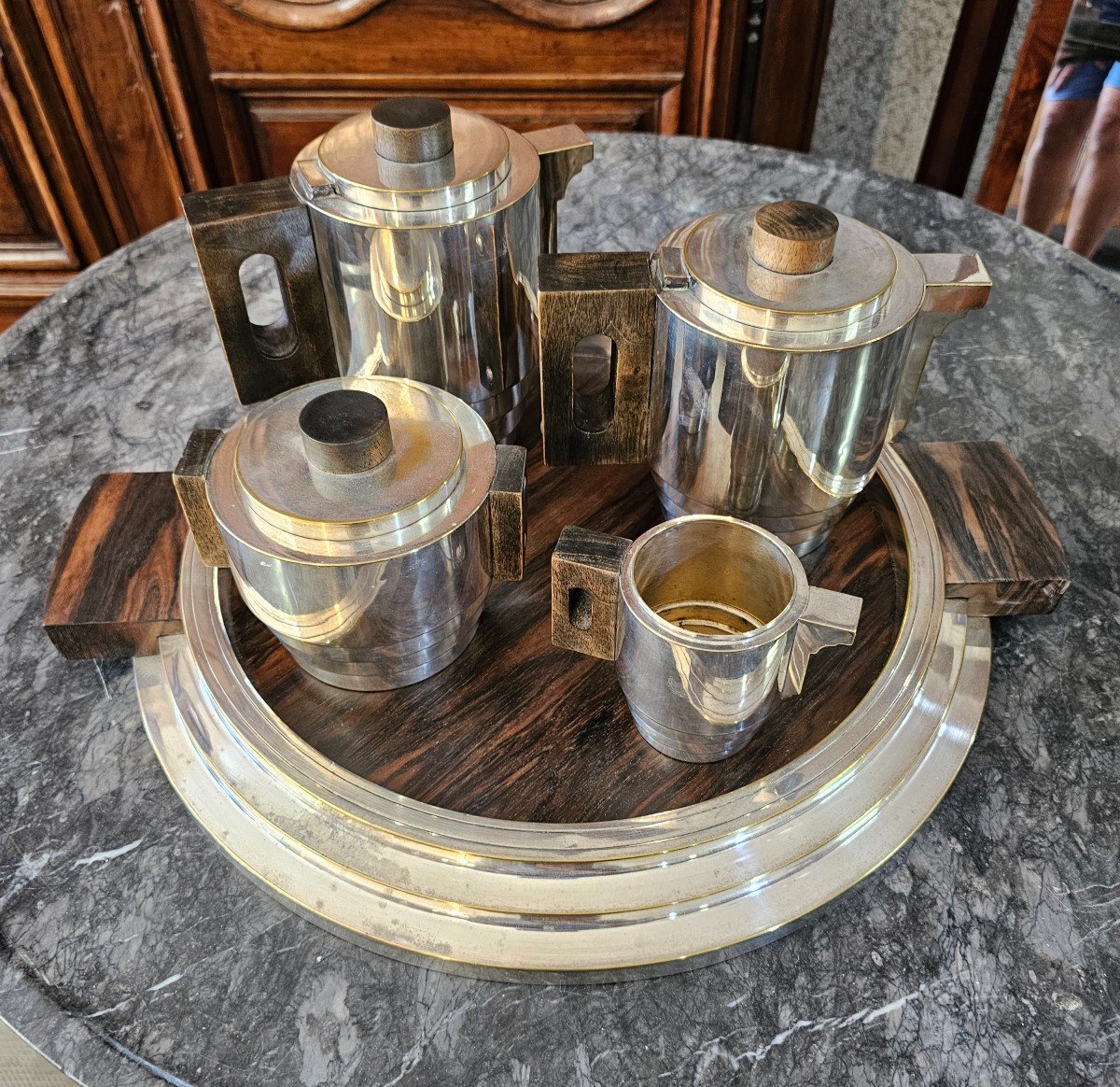 Service à Café Art Déco En Métal Argenté 5 Pièces 