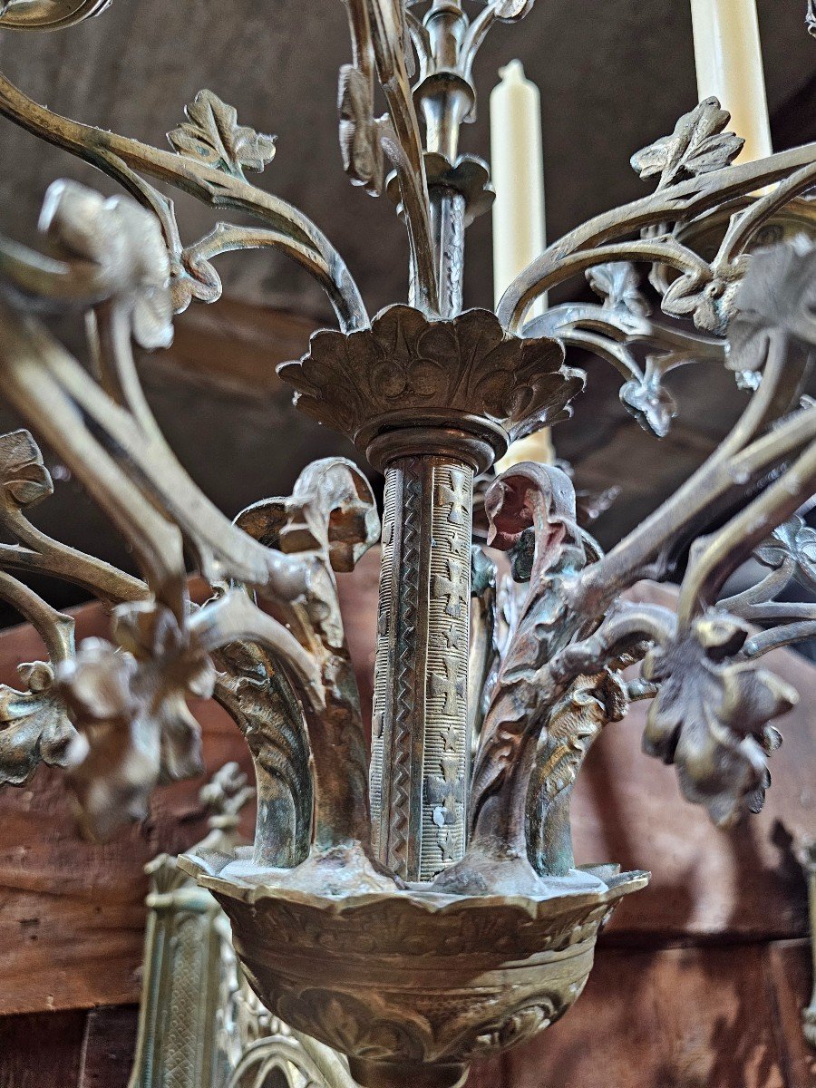 Pair Of Neo-gothic Brass Wall Lights-photo-6
