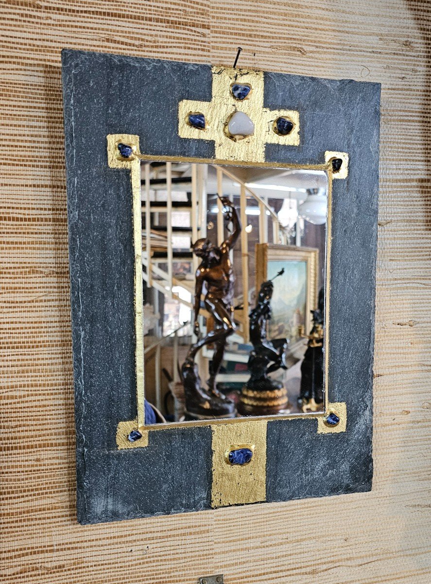 Miroir Sur Un Support En Ardoise De l'Artisan d'Art Alain Milan 