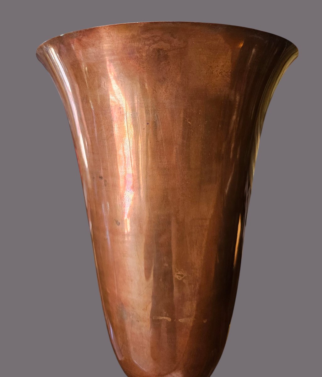 Lampe de bureau Art Déco en forme de tulipe en cuivre  France années 1930-photo-5
