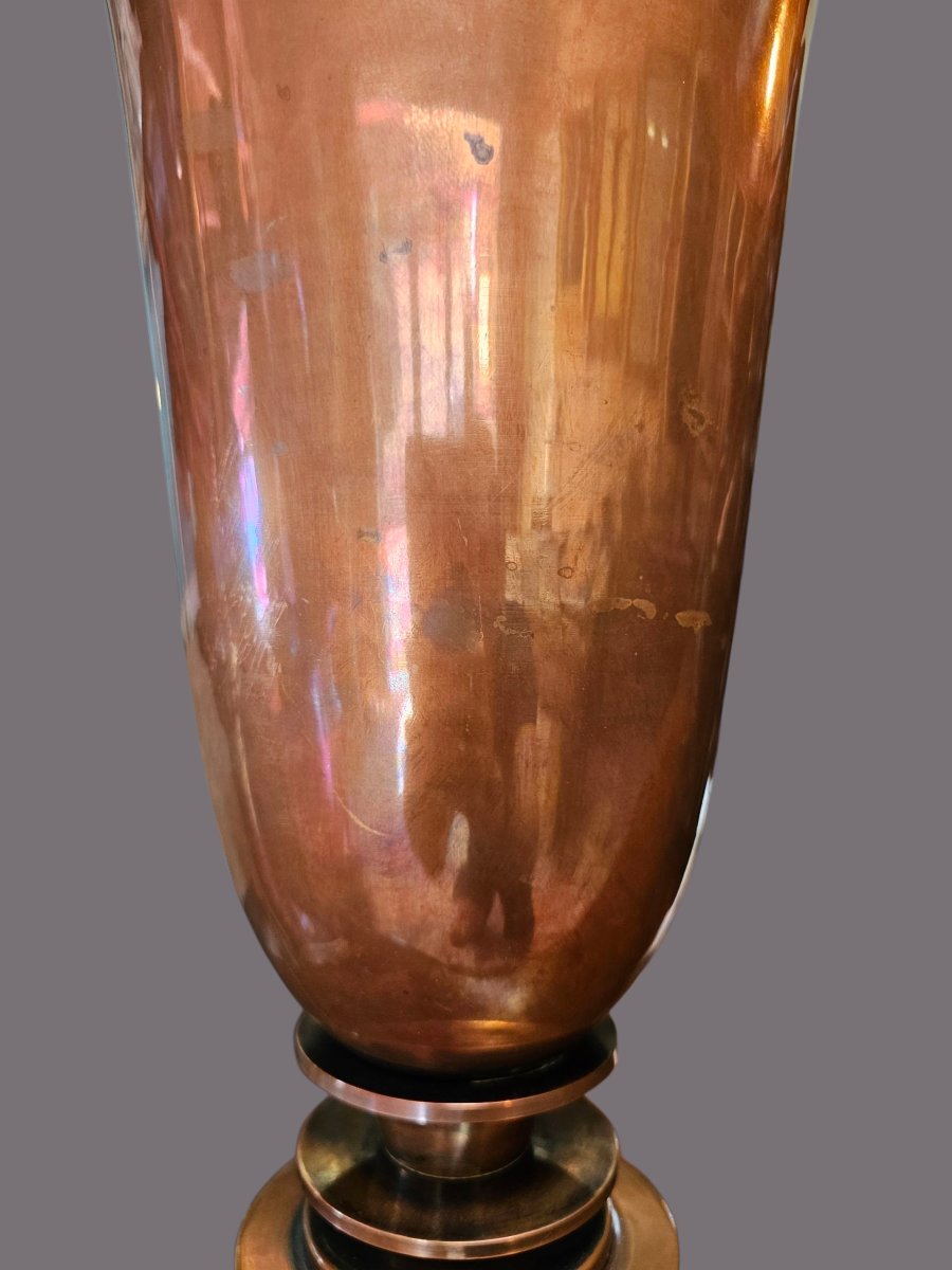 Lampe de bureau Art Déco en forme de tulipe en cuivre  France années 1930-photo-6