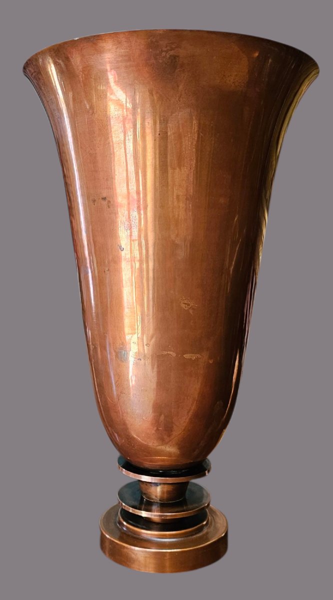 Lampe de bureau Art Déco en forme de tulipe en cuivre  France années 1930-photo-8