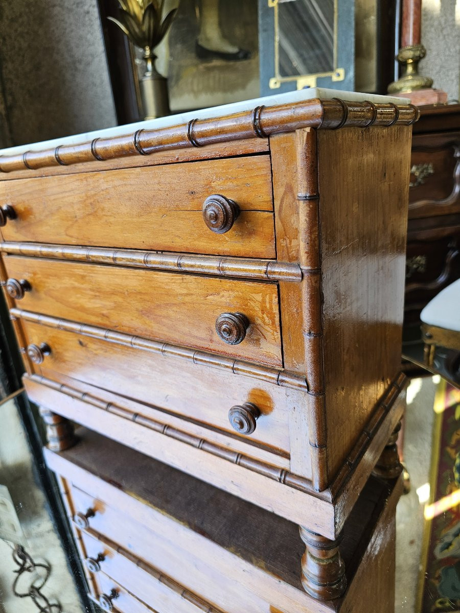 Commode de poupée en bois imitation bambou -photo-2