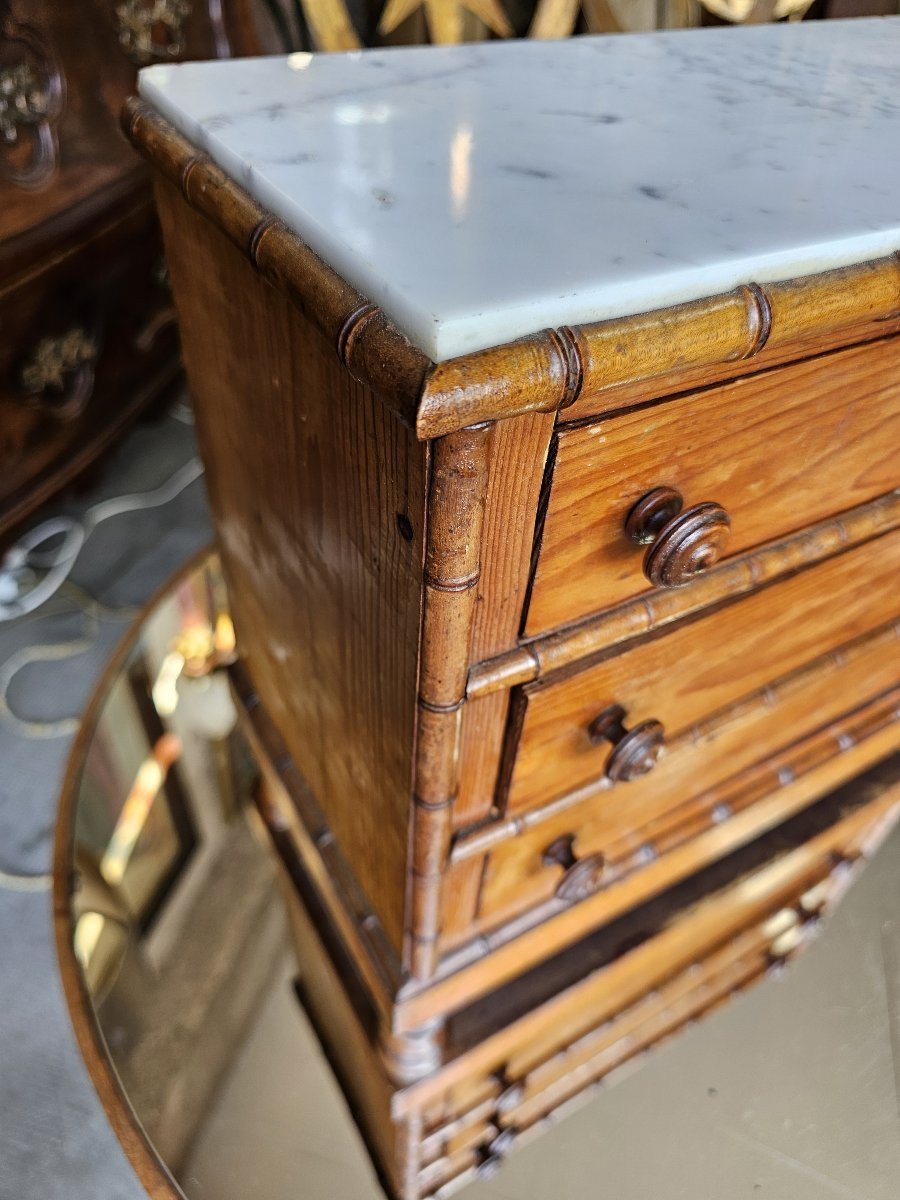 Commode de poupée en bois imitation bambou -photo-4