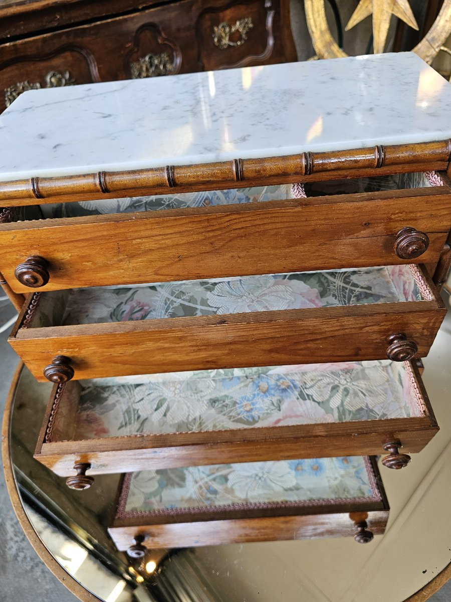 Commode de poupée en bois imitation bambou -photo-4
