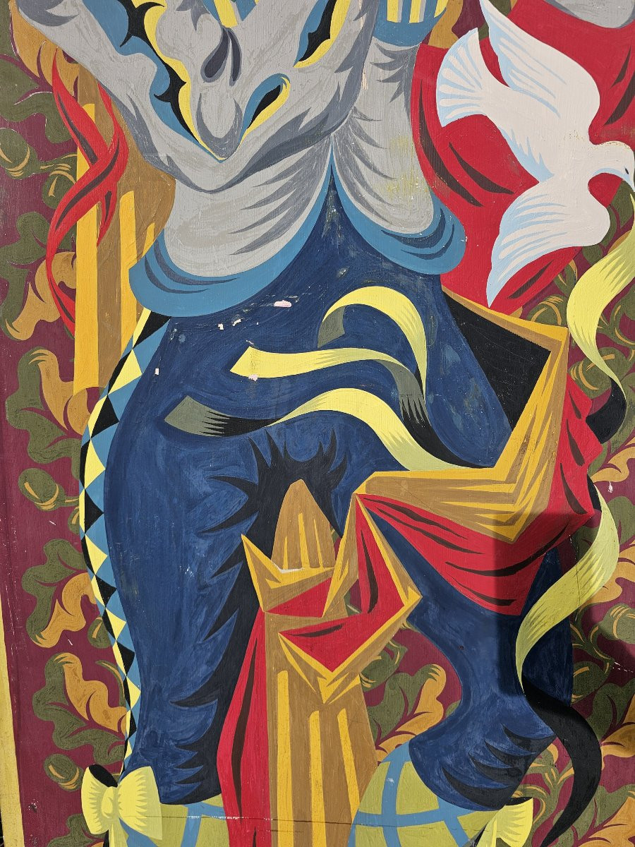 Decorative Theater Panel Depicting A Troubadour Playing The Double Flute -photo-4
