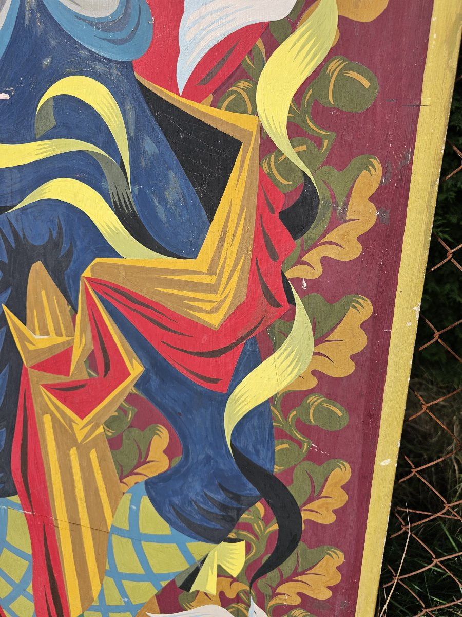 Decorative Theater Panel Depicting A Troubadour Playing The Double Flute -photo-5