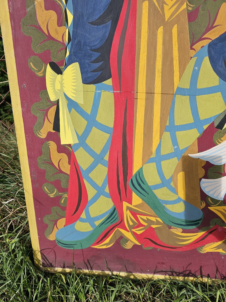 Decorative Theater Panel Depicting A Troubadour Playing The Double Flute -photo-6