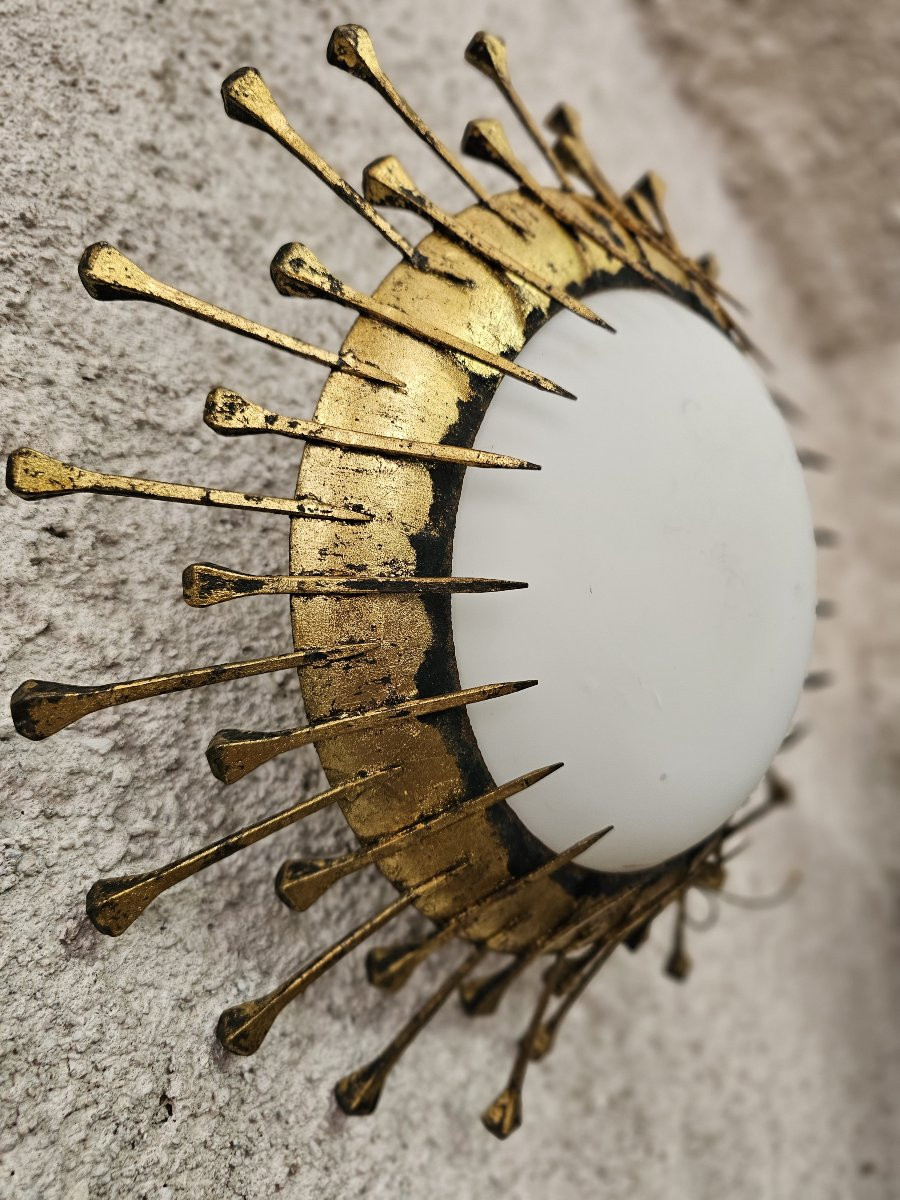 Brutalist Ceiling Light With Radiating Nail Decoration -photo-4