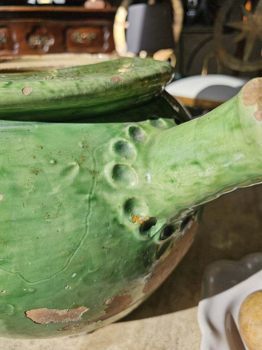 Mesure à vin en terre cuite vernissée, nominative et datée époque XVIIIème-photo-4