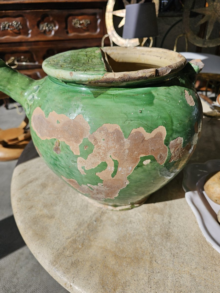 Mesure à vin en terre cuite vernissée, nominative et datée époque XVIIIème-photo-2