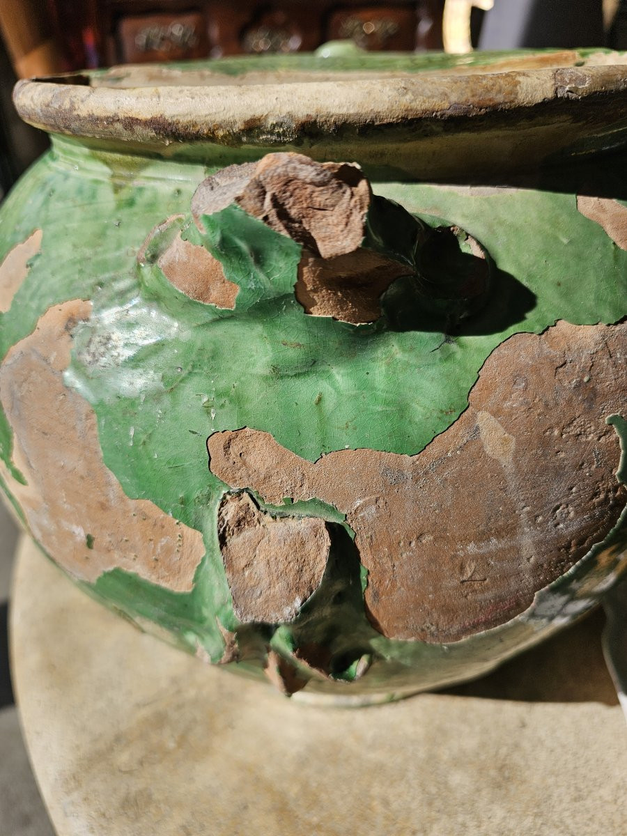 Mesure à vin en terre cuite vernissée, nominative et datée époque XVIIIème-photo-3