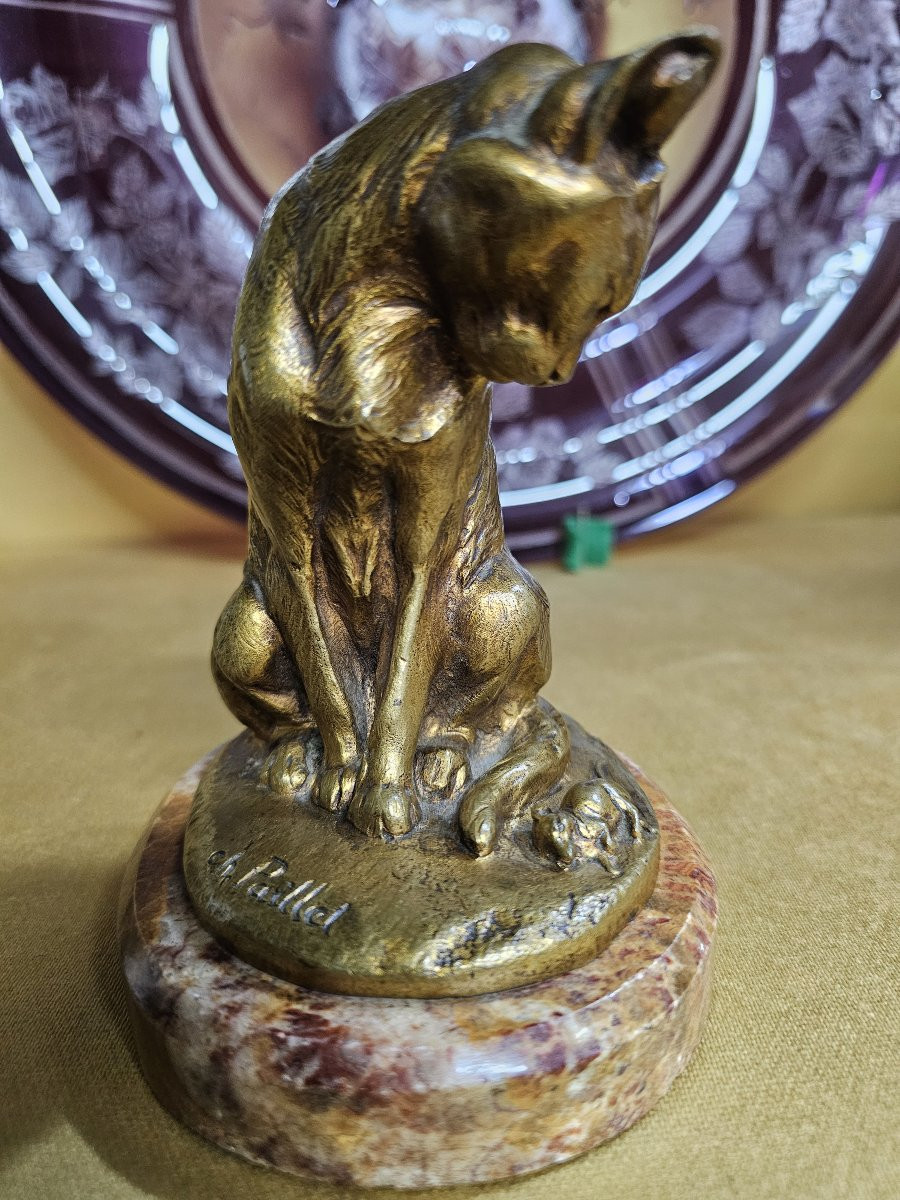 Bronze " Chat à la souris " signé Ch PAILLET -photo-3