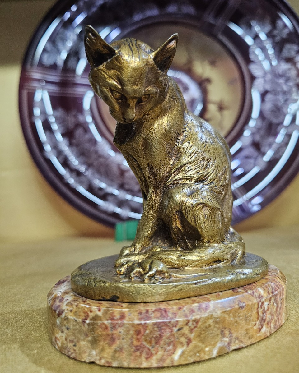 Bronze " Chat à la souris " signé Ch PAILLET 