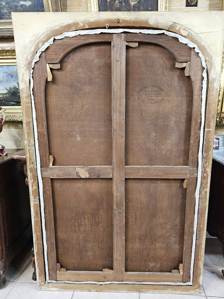 Framed Oil On Canvas Signed Isidore Pils "walk And Encounter In The Park"-photo-6