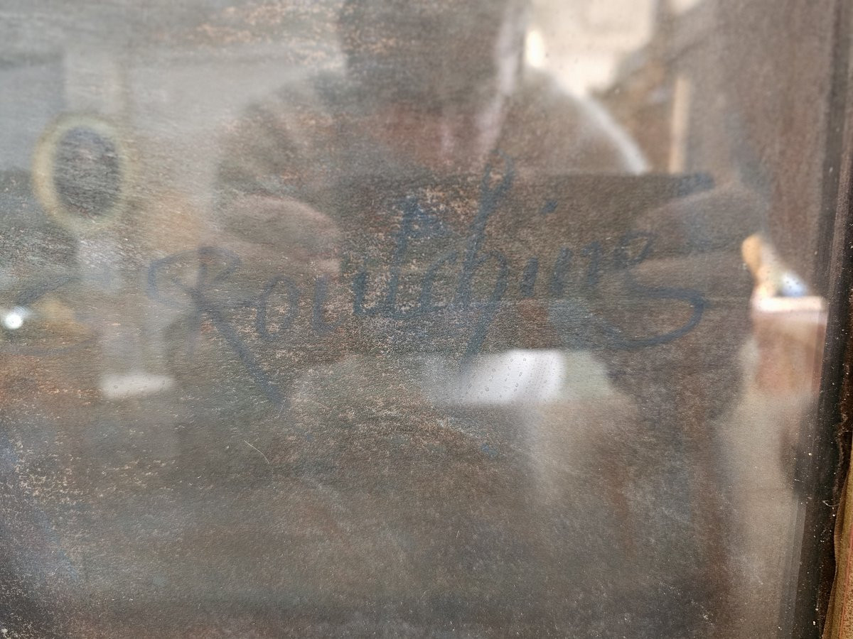 Pastel "jeune femme à l'ombrelle" signé Sonia ROUTCHIN ( 1879 - 1931 )-photo-3