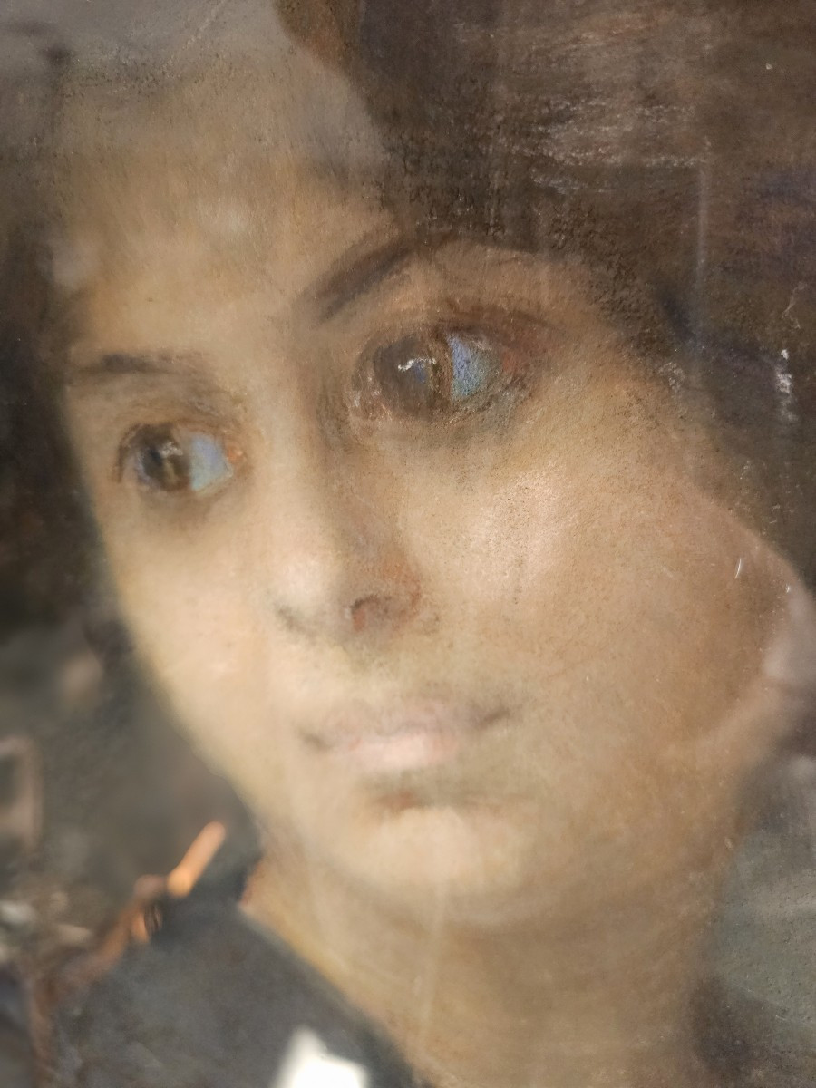 Pastel "jeune femme à l'ombrelle" signé Sonia ROUTCHIN ( 1879 - 1931 )