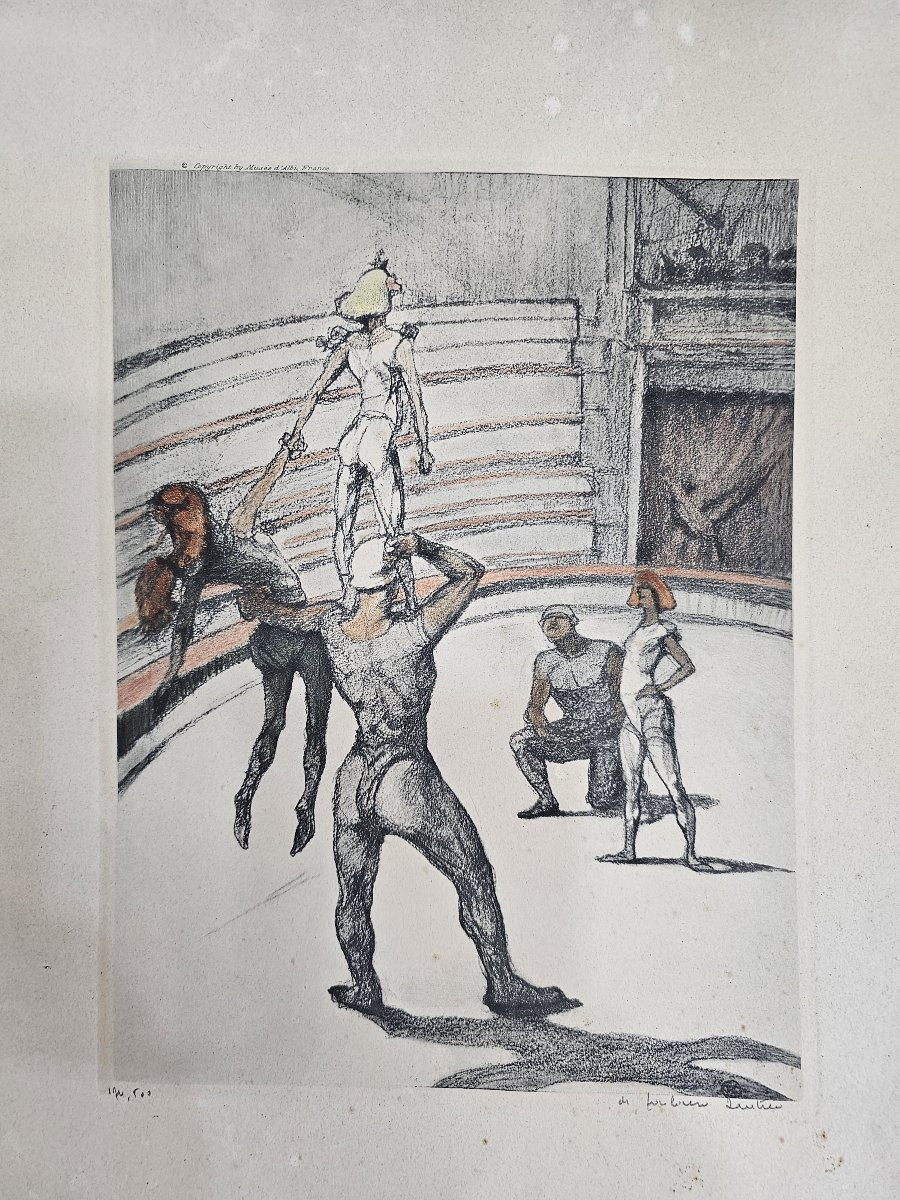 Framed Lithograph "the Circus" After Henri De Toulouse-lautrec-photo-2