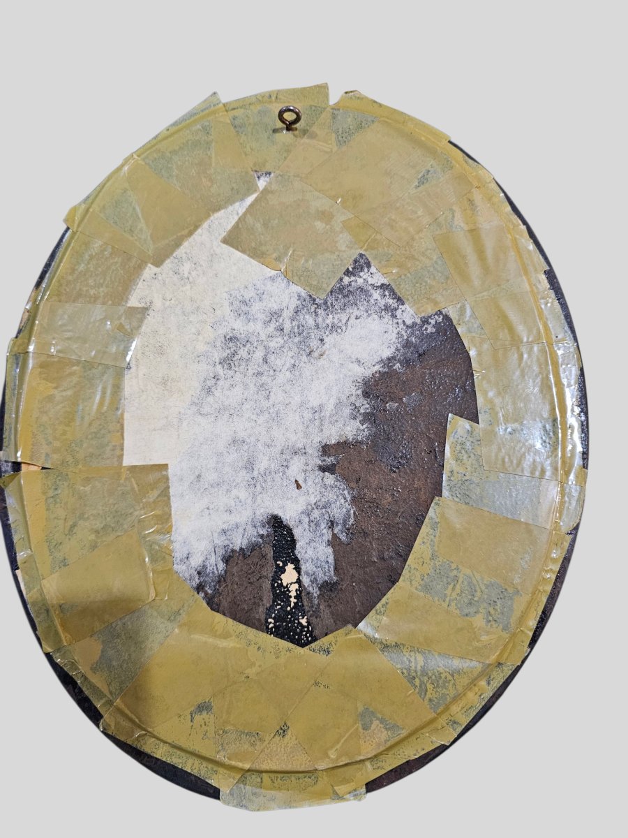 Cadre reliquaire à paperolles et travail en cheveux XIXème-photo-2