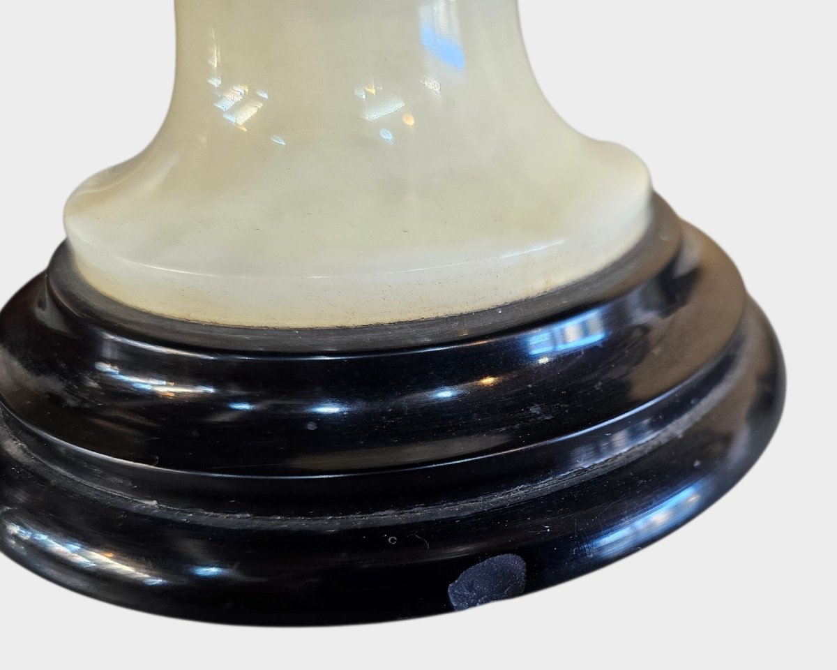 Pot à tabac en marbre noir , marbre rouge du Languedoc et onyx -photo-2