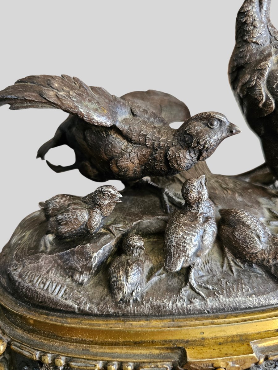 Coffret à bijoux en bronze dorée et argentée signde Jules Moignez-photo-3