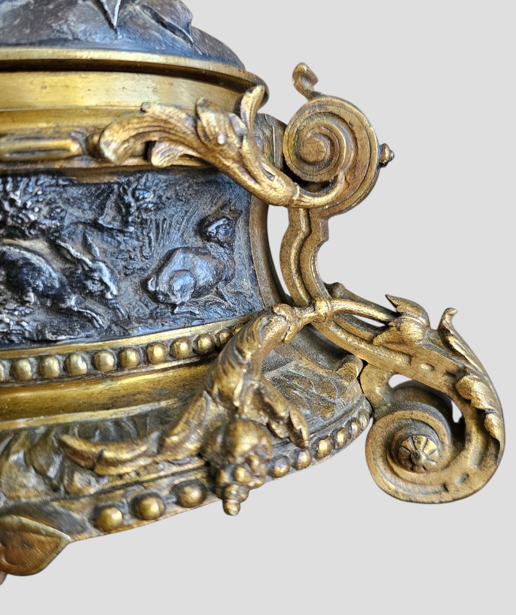 Coffret à bijoux en bronze dorée et argentée signde Jules Moignez-photo-2