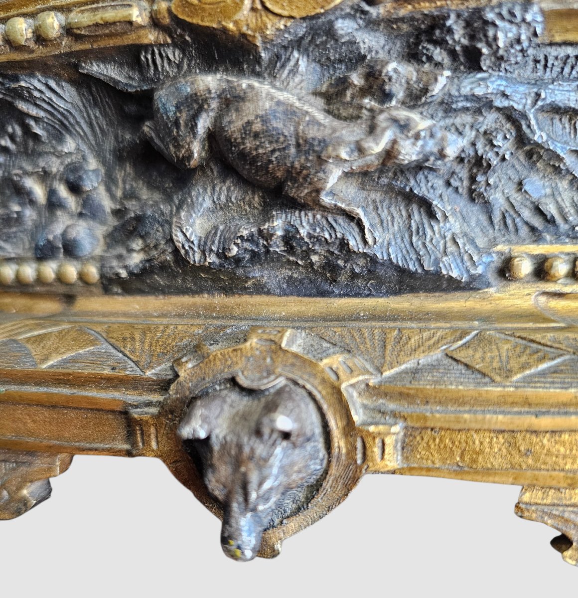 Coffret à bijoux en bronze dorée et argentée signde Jules Moignez-photo-5