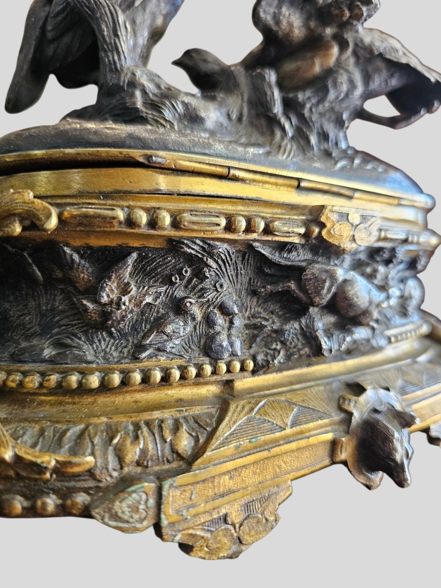 Coffret à bijoux en bronze dorée et argentée signde Jules Moignez-photo-6