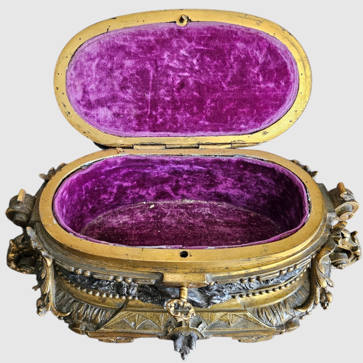 Coffret à bijoux en bronze dorée et argentée signde Jules Moignez-photo-7