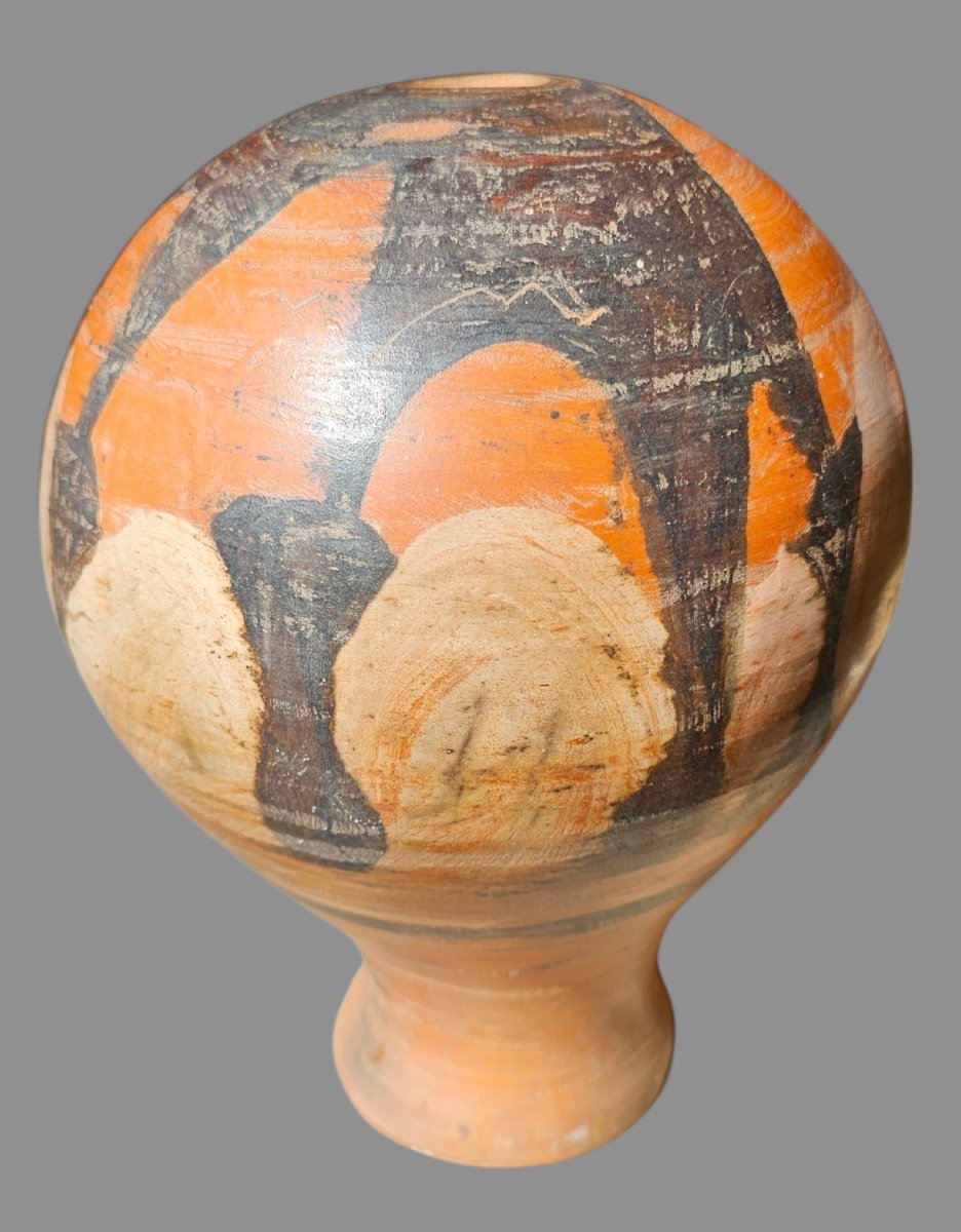 Decorated Terracotta Vase Signed Jean Paulet-photo-2