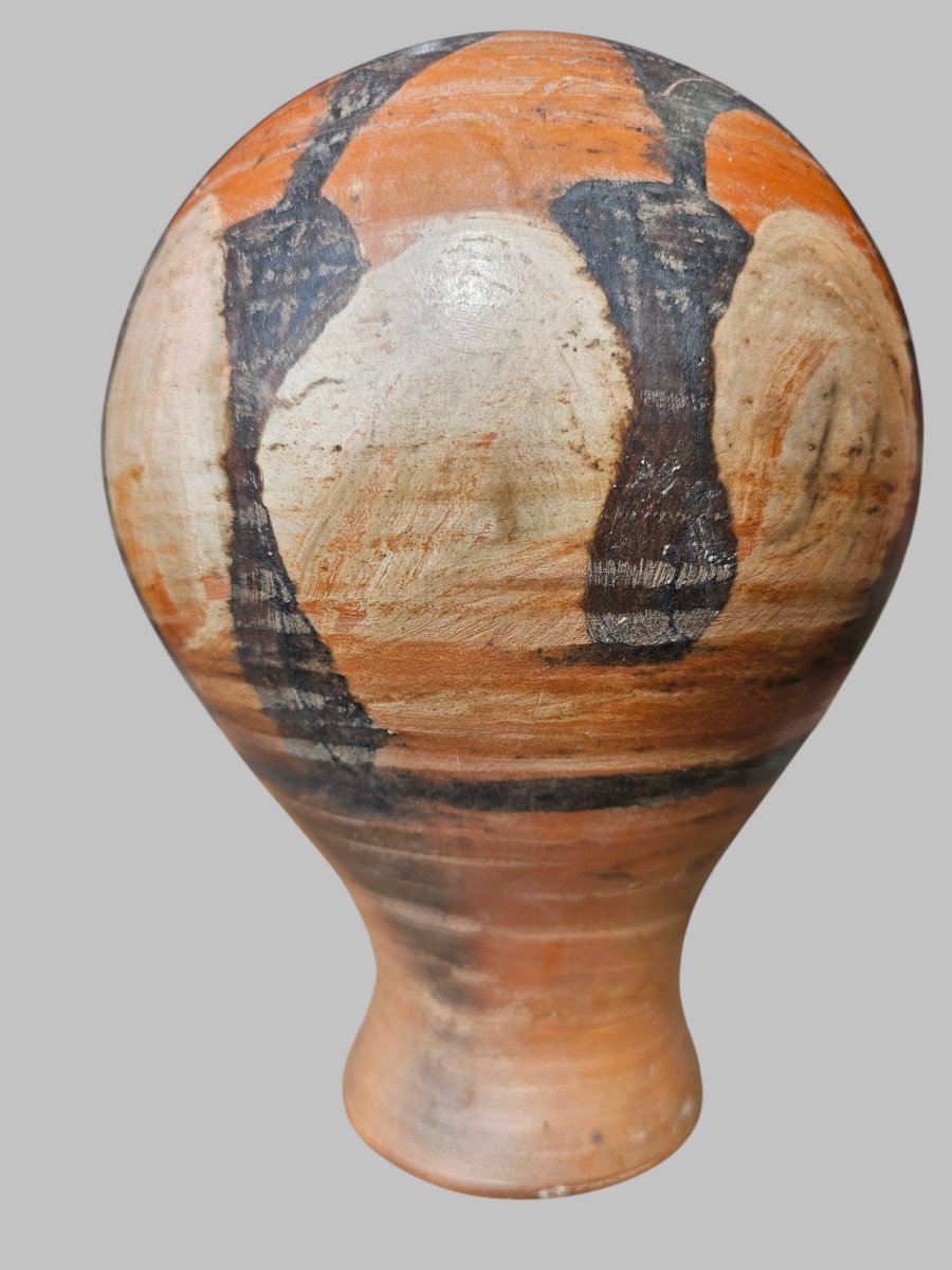 Decorated Terracotta Vase Signed Jean Paulet-photo-4