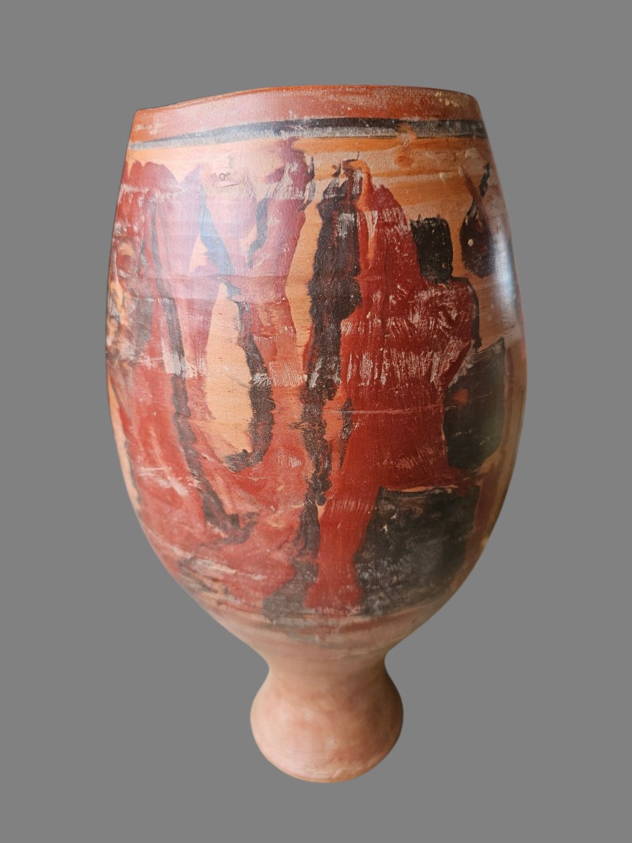 Decorated Terracotta Vase Signed Jean Paulet-photo-2
