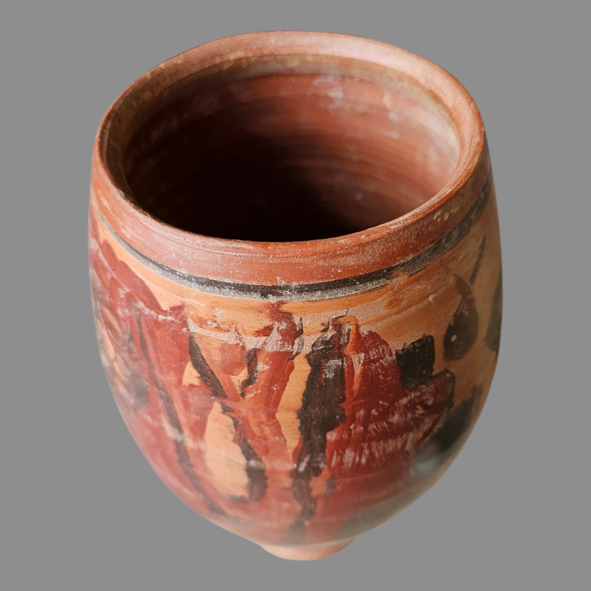 Decorated Terracotta Vase Signed Jean Paulet-photo-3