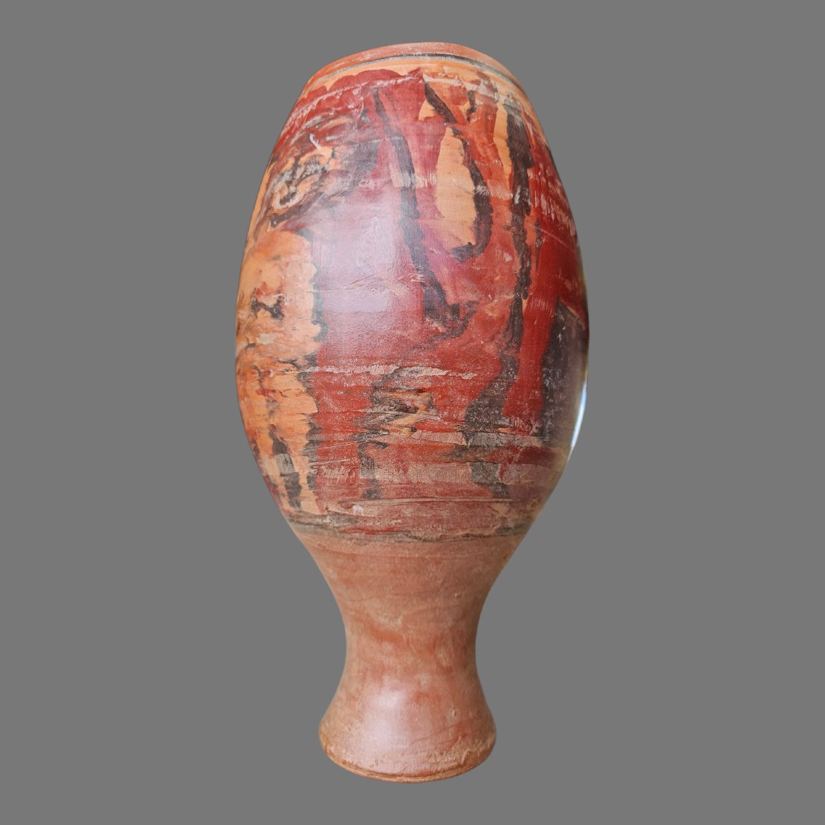Decorated Terracotta Vase Signed Jean Paulet-photo-4