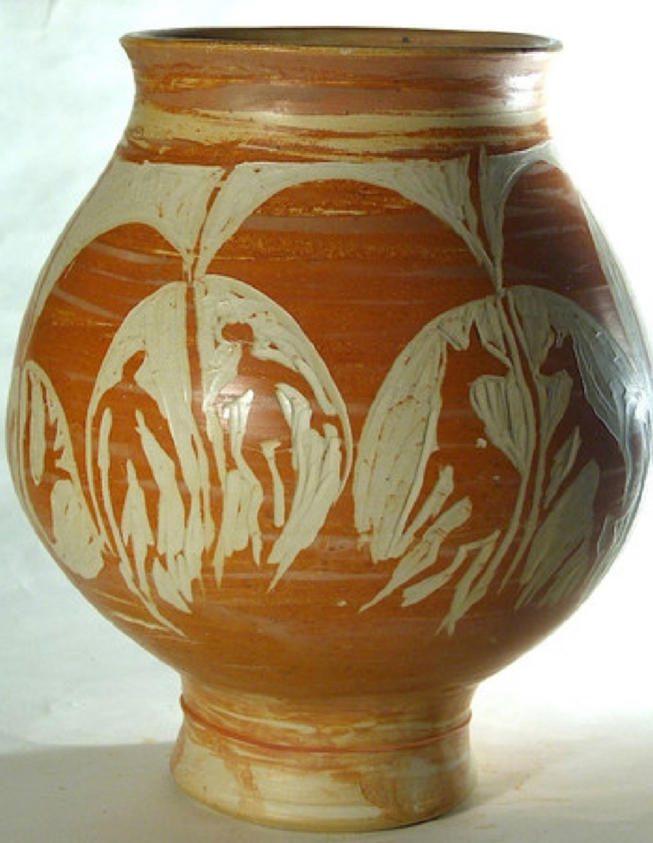 Terracotta Vase With Incised Decoration, Signed Jean Paulet