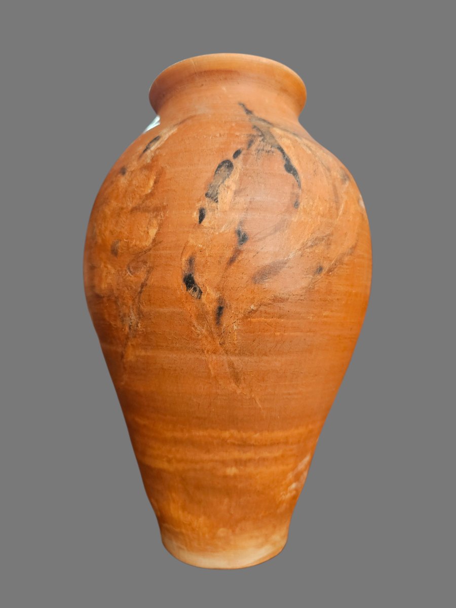 Decorated Terracotta Vase Signed Jean Paulet-photo-2