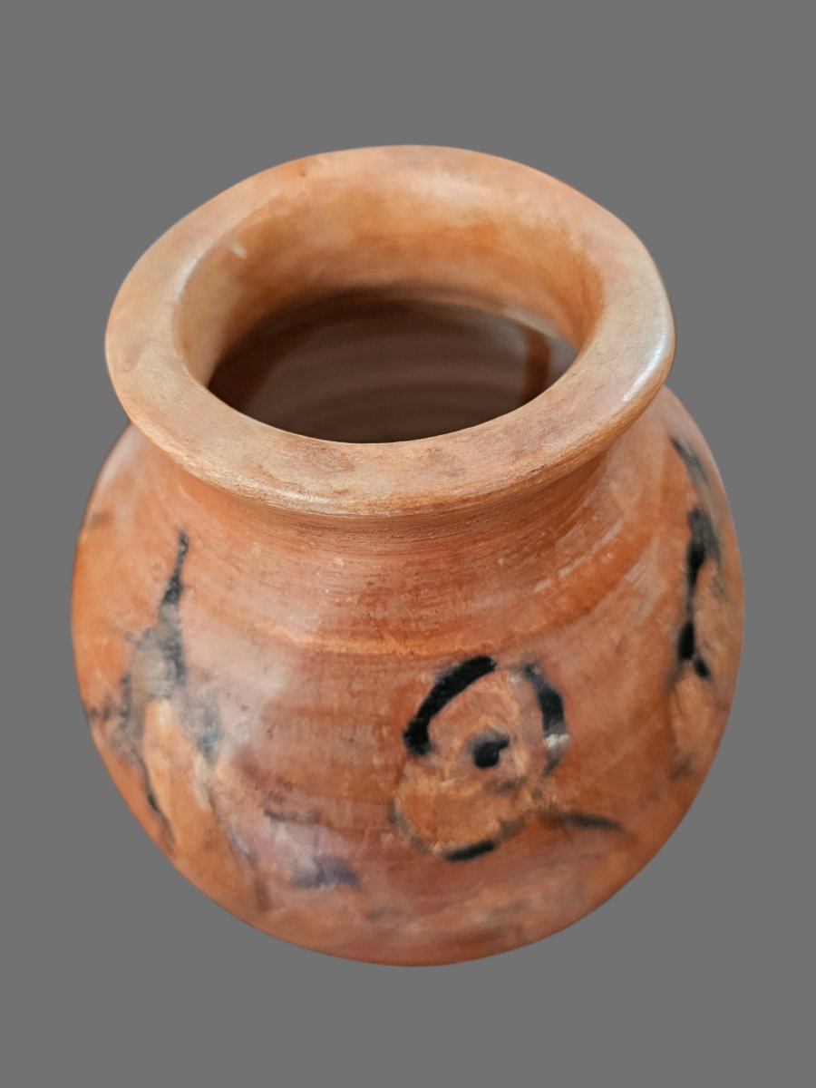 Decorated Terracotta Vase Signed Jean Paulet-photo-4
