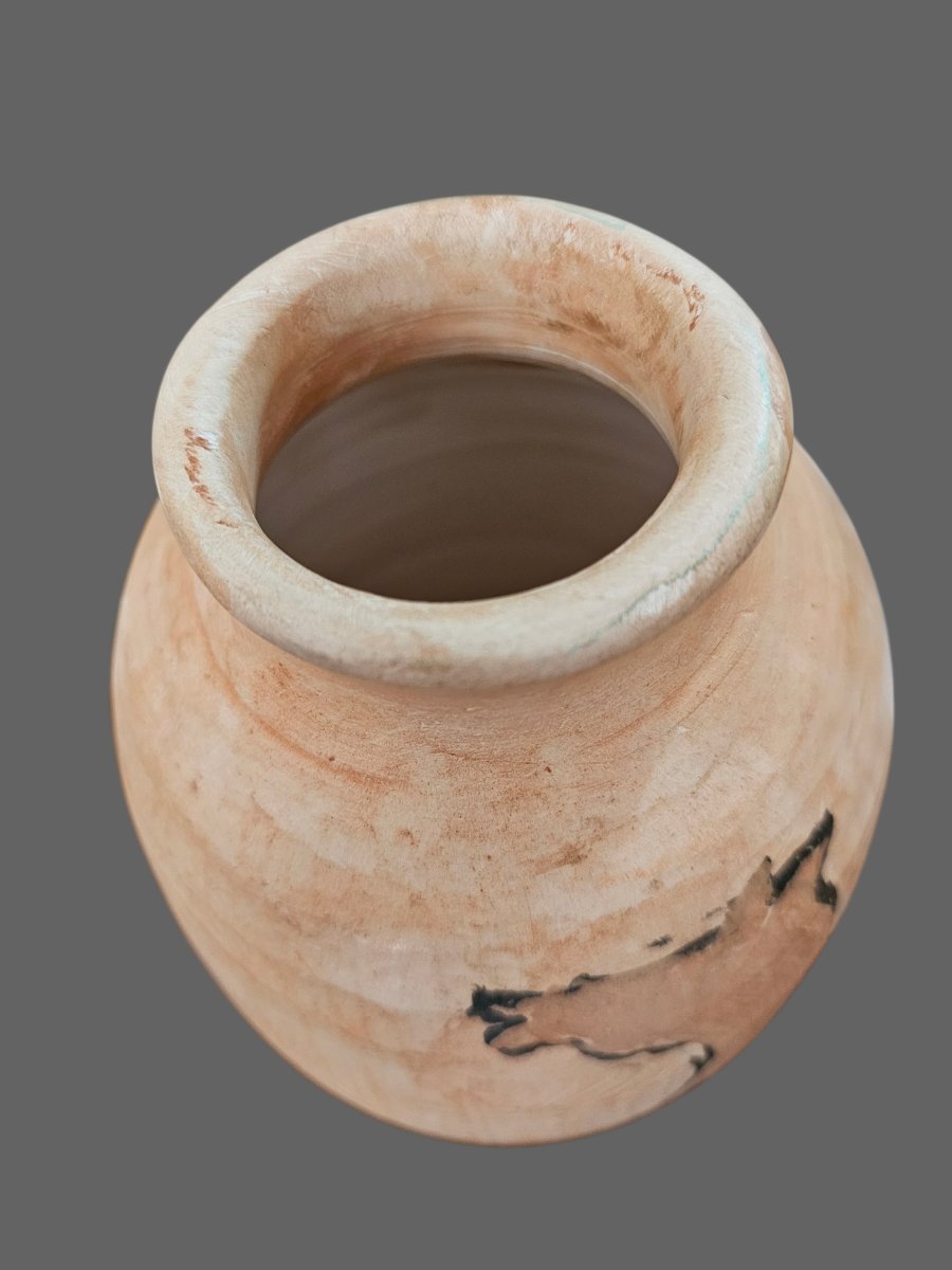 Decorated Terracotta Vase Signed Jean Paulet-photo-3