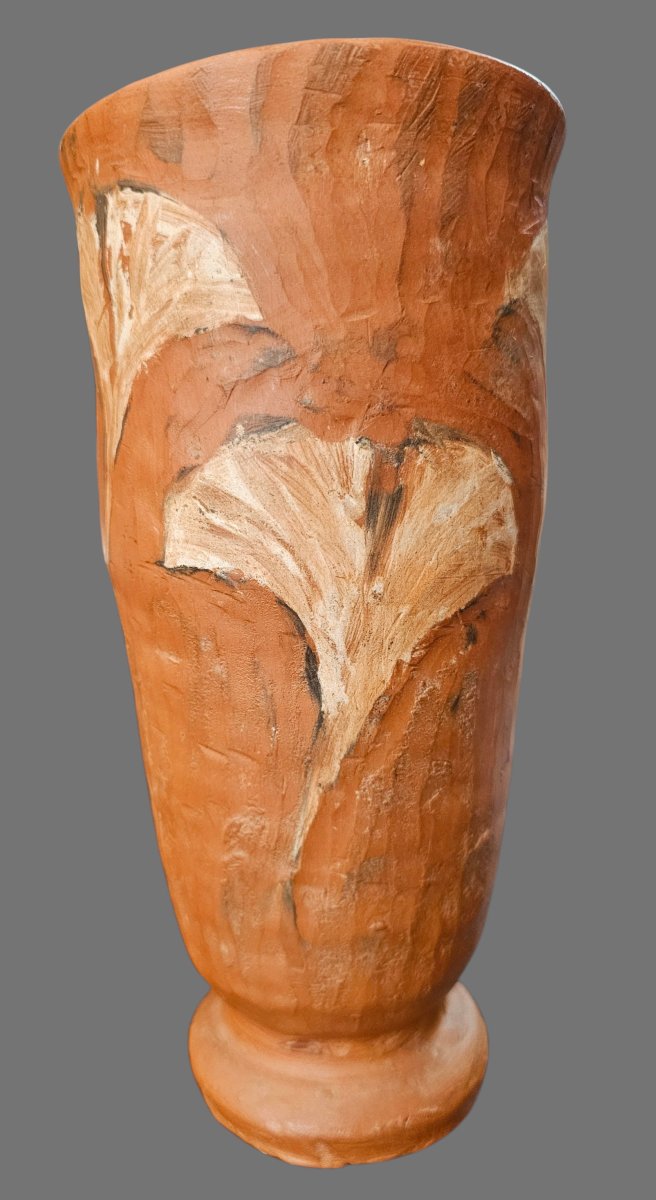 Decorated Terracotta Vase Signed Jean Paulet-photo-2